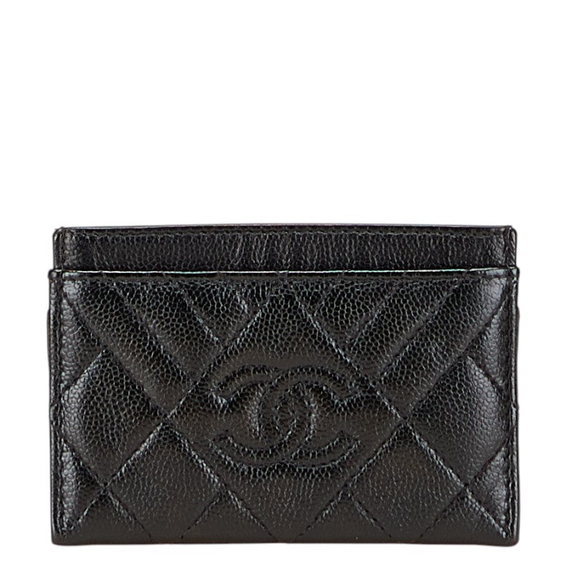 シャネル ココマーク カードケース ブラック キャビアスキン レディース CHANEL 【中古】