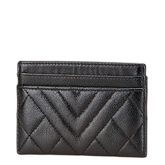 シャネル ココマーク カードケース ブラック キャビアスキン レディース CHANEL 【中古】