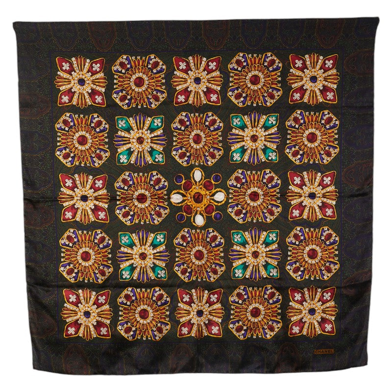 シャネル ジュエリー 宝石柄 スカーフ カーキ マルチカラー レディース CHANEL 【中古】