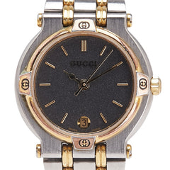 グッチ 腕時計 9000L クオーツ ブラック文字盤 ステンレススチール メッキ レディース GUCCI 【中古】