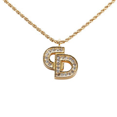 ディオール CDロゴ ラインストーン ネックレス ゴールド メッキ レディース Dior 【中古】