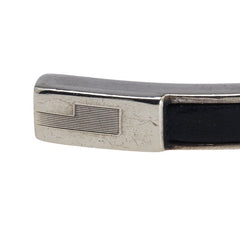 グッチ バングル ブレスレット サイズ：19 シルバー ブラック SV925 シルバー レザー レディース GUCCI 【中古】