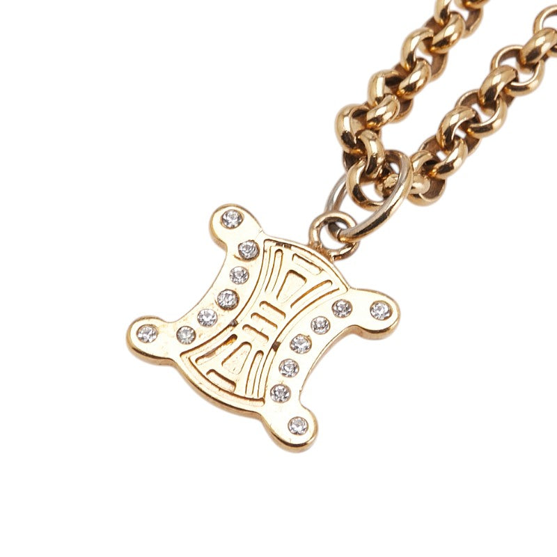 セリーヌ トリオンフ ラインストーン ネックレス ゴールド メッキ レディース CELINE 【中古】