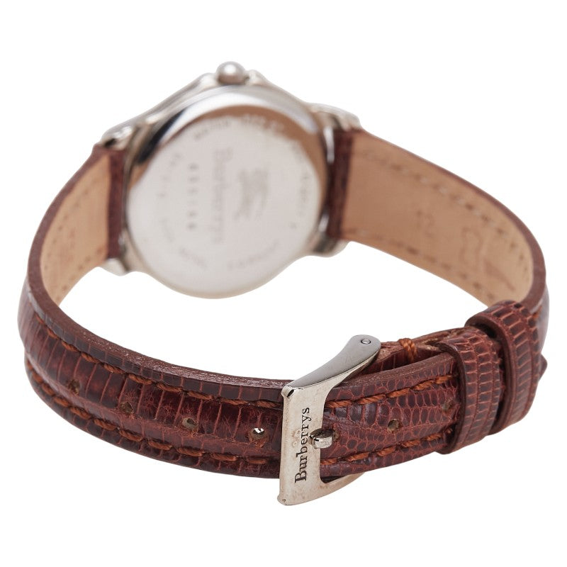 バーバリー ベルト（社外品） 腕時計 クオーツ ホワイト文字盤 ステンレススチール レザー レディース BURBERRY 【中古】