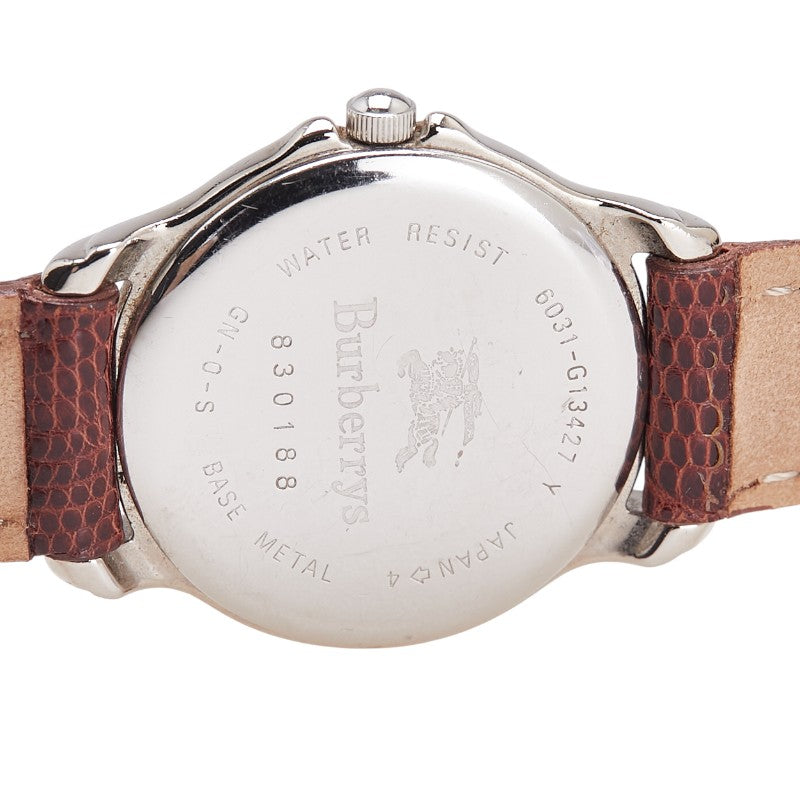 バーバリー ベルト（社外品） 腕時計 クオーツ ホワイト文字盤 ステンレススチール レザー レディース BURBERRY 【中古】