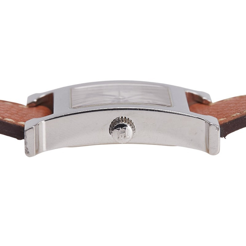 エルメス Hウォッチ 腕時計 HH1.210 クオーツ シルバー文字盤 ステンレススチール レザー レディース HERMES 【中古】