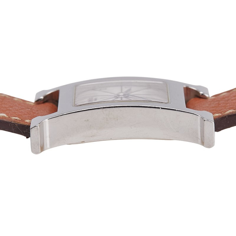 エルメス Hウォッチ 腕時計 HH1.210 クオーツ シルバー文字盤 ステンレススチール レザー レディース HERMES 【中古】