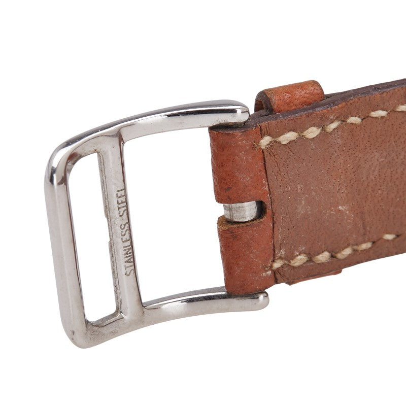 エルメス Hウォッチ 腕時計 HH1.210 クオーツ シルバー文字盤 ステンレススチール レザー レディース HERMES 【中古】