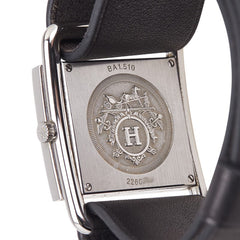 エルメス バレニア 腕時計 BA1.510 クオーツ ブラック文字盤 ステンレススチール レザー レディース HERMES 【中古】