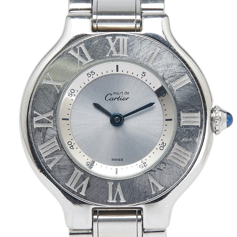 カルティエ マスト21 ヴァンティアン 腕時計 W10110T2 クオーツ シルバー文字盤 ステンレススチール ボーイズ CARTIER 【中古】