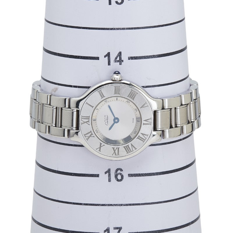 カルティエ マスト21 ヴァンティアン 腕時計 W10110T2 クオーツ シルバー文字盤 ステンレススチール ボーイズ CARTIER 【中古】
