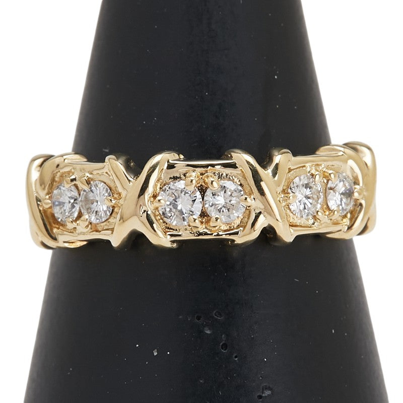 K18YG イエローゴールド ダイヤ0.30ct リング 指輪 レディース 13号 【中古】