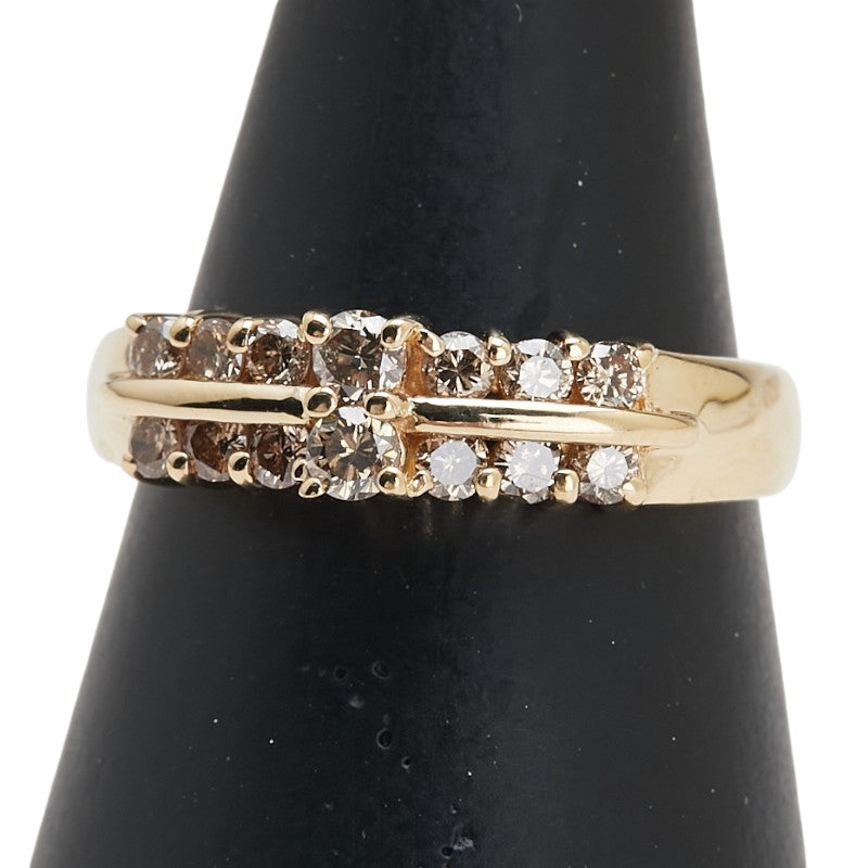 K18YG イエローゴールド ダイヤ0.50ct メレダイヤ リング 指輪 レディース 13号 【中古】