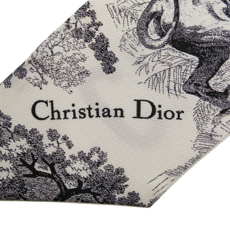 クリスチャンディオール トワル ドゥ ジュイ ソヴァージュ ミッツァ スカーフ ホワイト グレー シルク レディース Christian Dior 【中古】