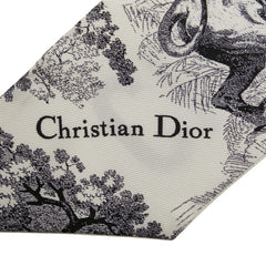 クリスチャンディオール トワル ドゥ ジュイ ソヴァージュ ミッツァ スカーフ ホワイト グレー シルク レディース Christian Dior 【中古】
