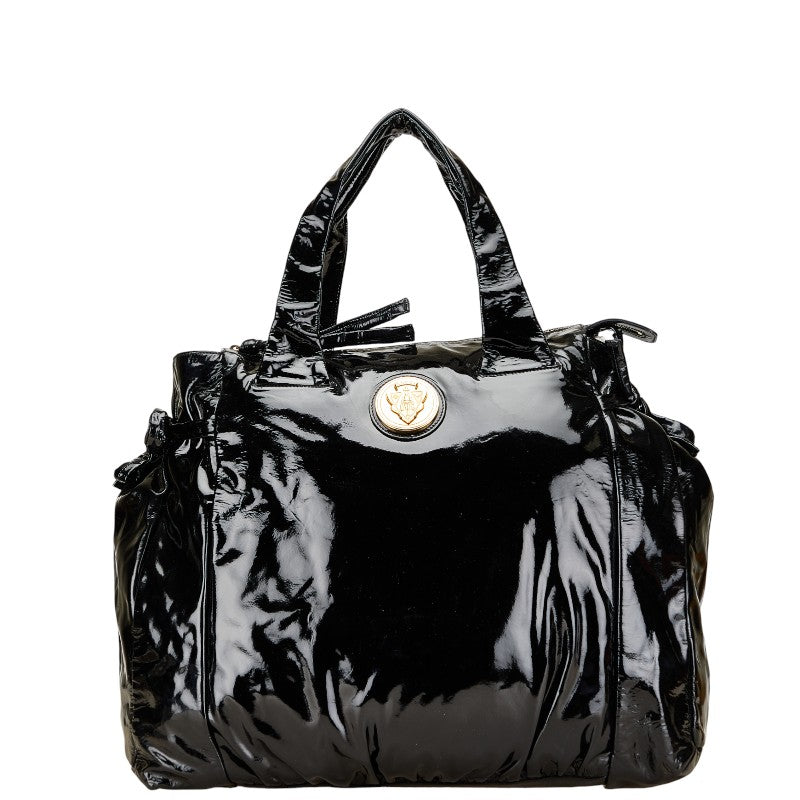 グッチ ヒステリア トートバッグ 197022 ブラック エナメル レディース GUCCI 【中古】