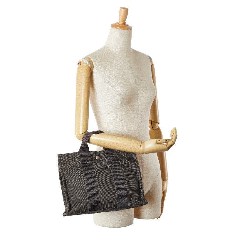 エルメス エールライン トートPM ハンドバッグ トートバッグ グレー ブラック キャンバス レディース HERMES 【中古】