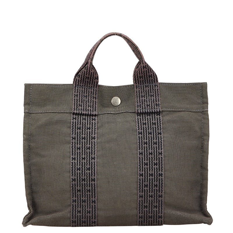 エルメス エールライン トートPM ハンドバッグ トートバッグ グレー ブラック キャンバス レディース HERMES 【中古】