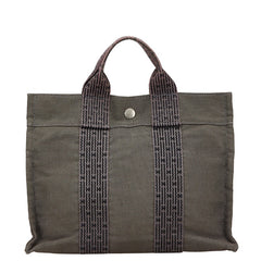 エルメス エールライン トートPM ハンドバッグ トートバッグ グレー ブラック キャンバス レディース HERMES 【中古】