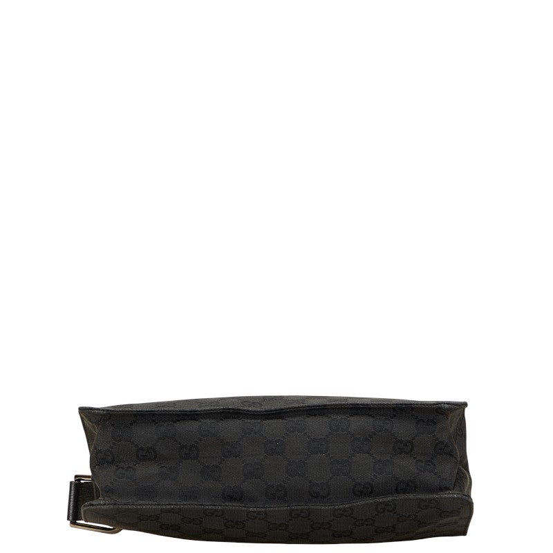 グッチ GGキャンバス ショルダーバッグ 120841 ブラック キャンバス レザー レディース GUCCI 【中古】