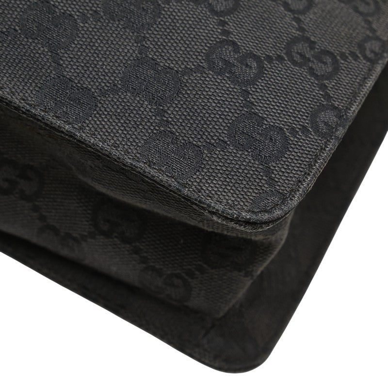 グッチ GGキャンバス ショルダーバッグ 120841 ブラック キャンバス レザー レディース GUCCI 【中古】