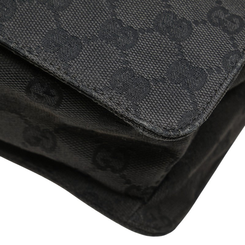 グッチ GGキャンバス ショルダーバッグ 120841 ブラック キャンバス レザー レディース GUCCI 【中古】