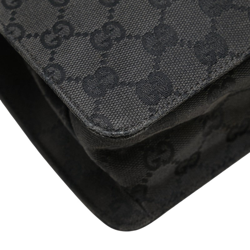グッチ GGキャンバス ショルダーバッグ 120841 ブラック キャンバス レザー レディース GUCCI 【中古】