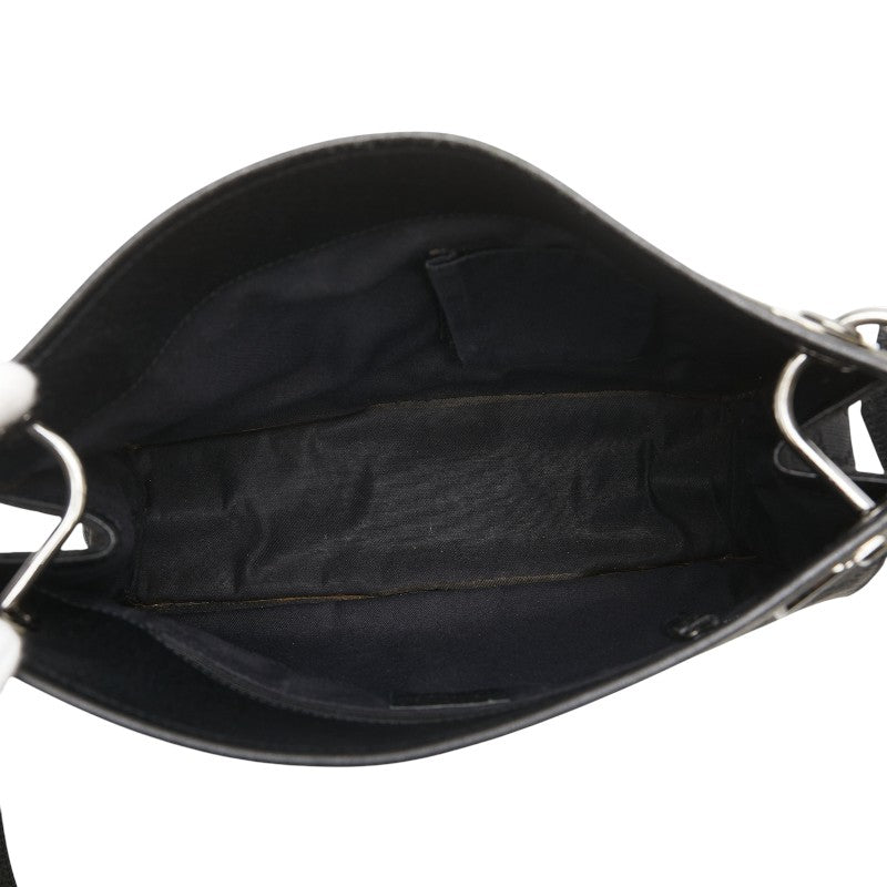 グッチ GGキャンバス ショルダーバッグ 120841 ブラック キャンバス レザー レディース GUCCI 【中古】
