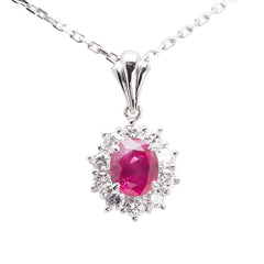 Pt900 プラチナ Pt850 プラチナ ルビー1.30ct ダイヤ0.48ct ネックレス レディース 【中古】