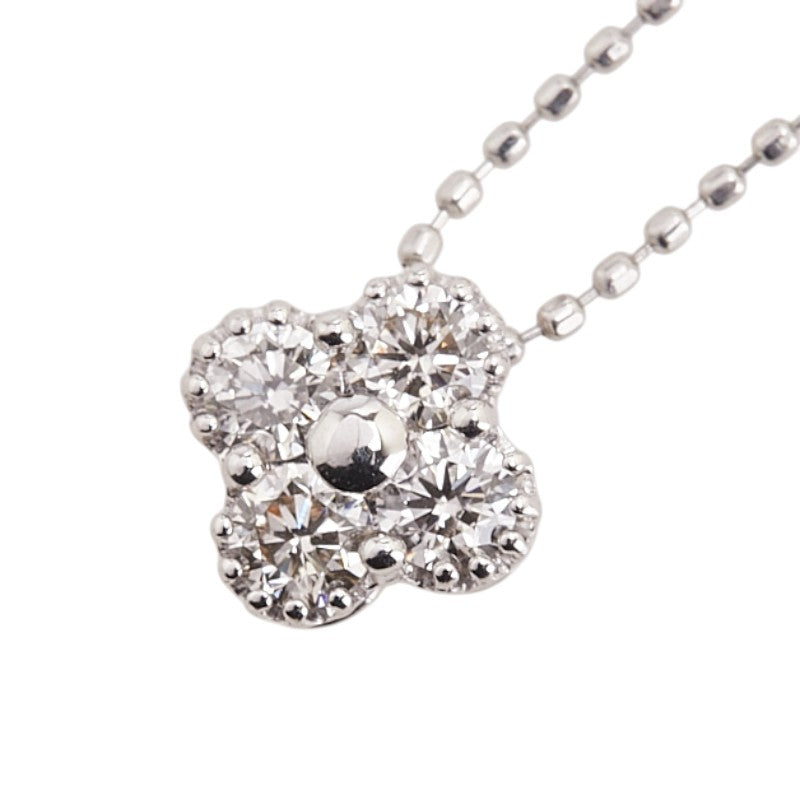 Pt900 プラチナ Pt850 プラチナ ダイヤ0.35ct 花 フラワー モチーフ ネックレス レディース 【中古】