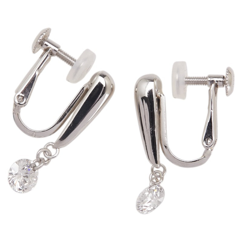 Pt900 プラチナ ダイヤ0.75ct ネジバネ式 イヤリング レディース 【中古】