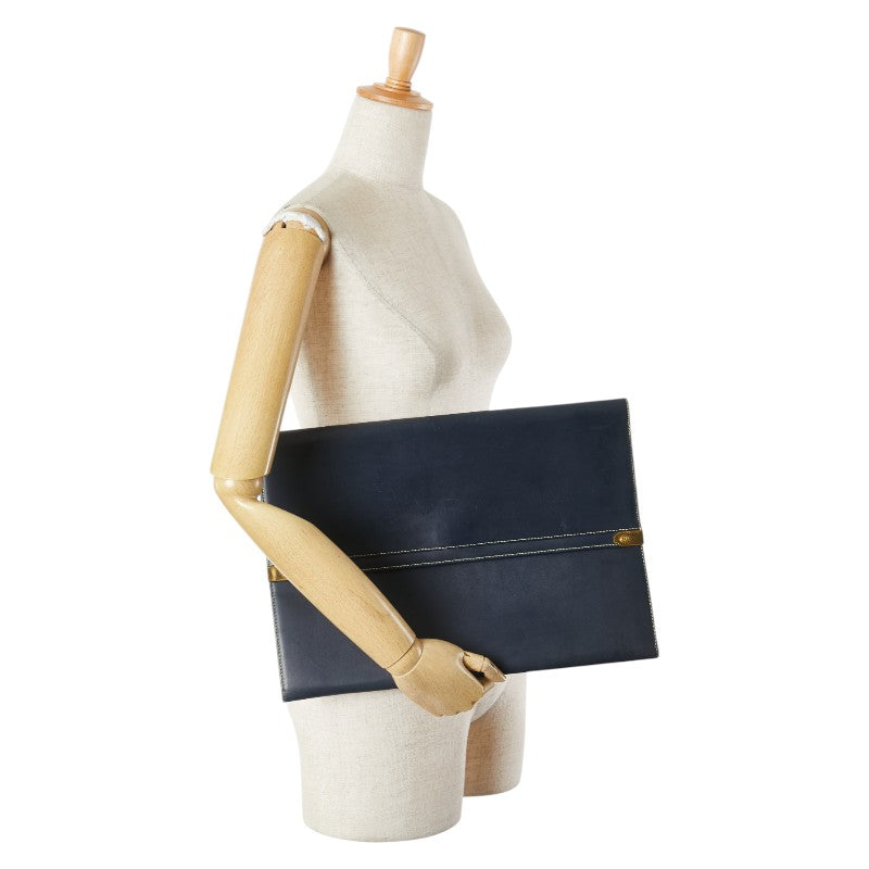 ロエベ クラッチバッグ セカンドバッグ ブラック レザー メンズ LOEWE 【中古】