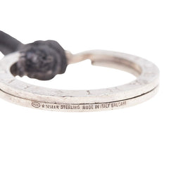 ブルガリ ロゴ チャーム キーリング ネックレス ブラック SV925 シルバー レディース BVLGARI 【中古】