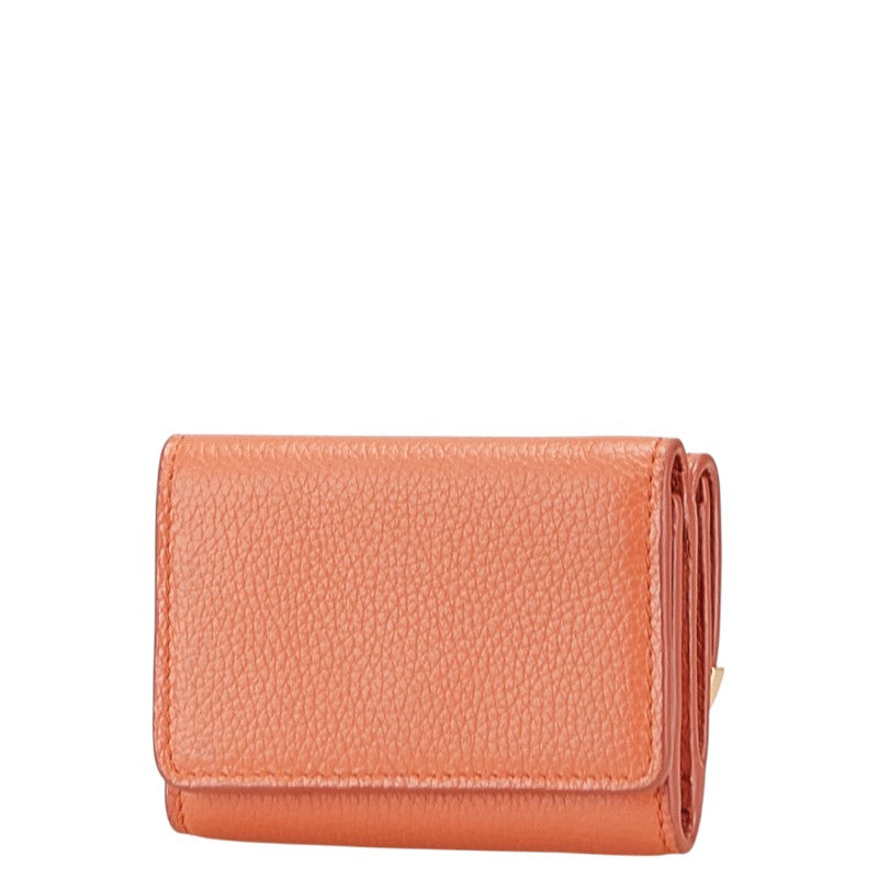 シーバイクロエ ロゴ 三つ折り財布 オレンジ系 レザー レディース SEE BY CHLOE 【中古】