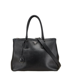 プラダ 三角ロゴプレート ガレリア トートバッグ ショルダーバッグ 2WAY 1BA274 ブラック レザー レディース PRADA 【中古】
