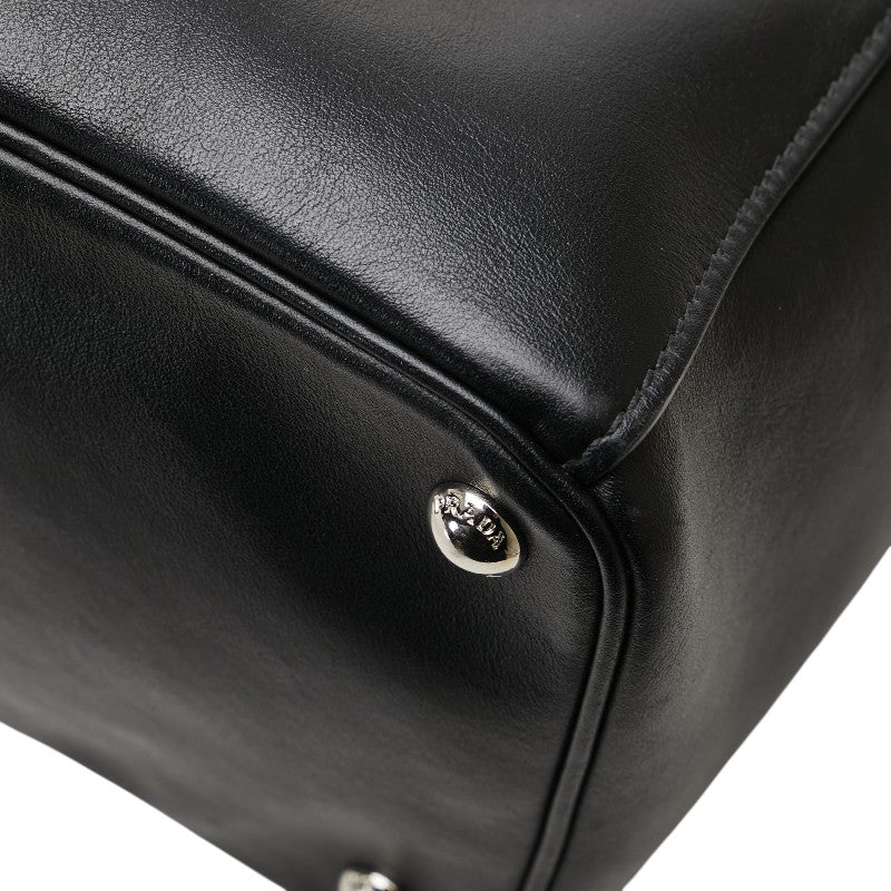プラダ 三角ロゴプレート ガレリア トートバッグ ショルダーバッグ 2WAY 1BA274 ブラック レザー レディース PRADA 【中古】