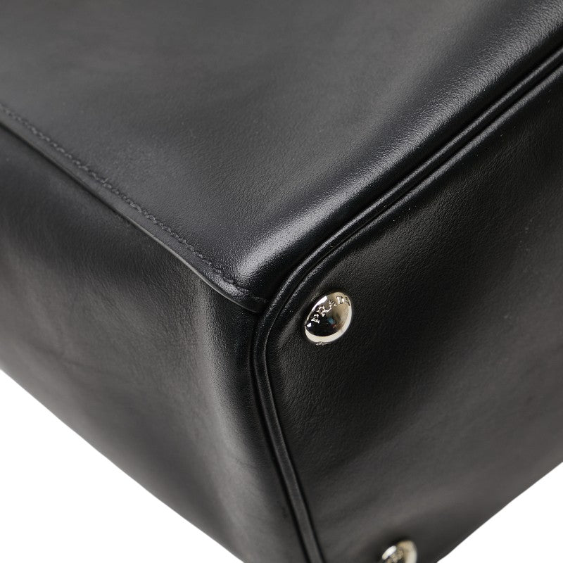 プラダ 三角ロゴプレート ガレリア トートバッグ ショルダーバッグ 2WAY 1BA274 ブラック レザー レディース PRADA 【中古】