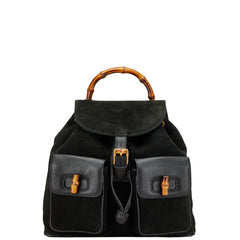 グッチ バンブー リュック バックパック 003 2058 0016 ブラック スウェット レザー レディース GUCCI 【中古】