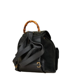 グッチ バンブー リュック バックパック 003 2058 0016 ブラック スウェット レザー レディース GUCCI 【中古】