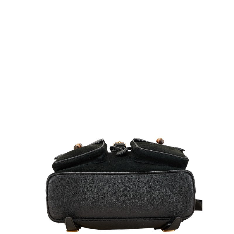 グッチ バンブー リュック バックパック 003 2058 0016 ブラック スウェット レザー レディース GUCCI 【中古】