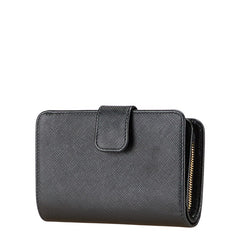 プラダ 三角ロゴプレート 二つ折り財布 ブラック サフィアーノレザー レディース PRADA 【中古】