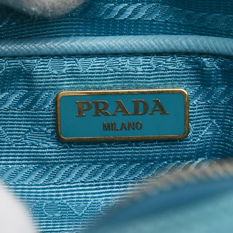 プラダ ミニ ショルダーバッグ 1N1674 ブルー レザー レディース PRADA 【中古】
