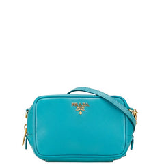 プラダ ミニ ショルダーバッグ 1N1674 ブルー レザー レディース PRADA 【中古】
