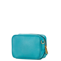 プラダ ミニ ショルダーバッグ 1N1674 ブルー レザー レディース PRADA 【中古】