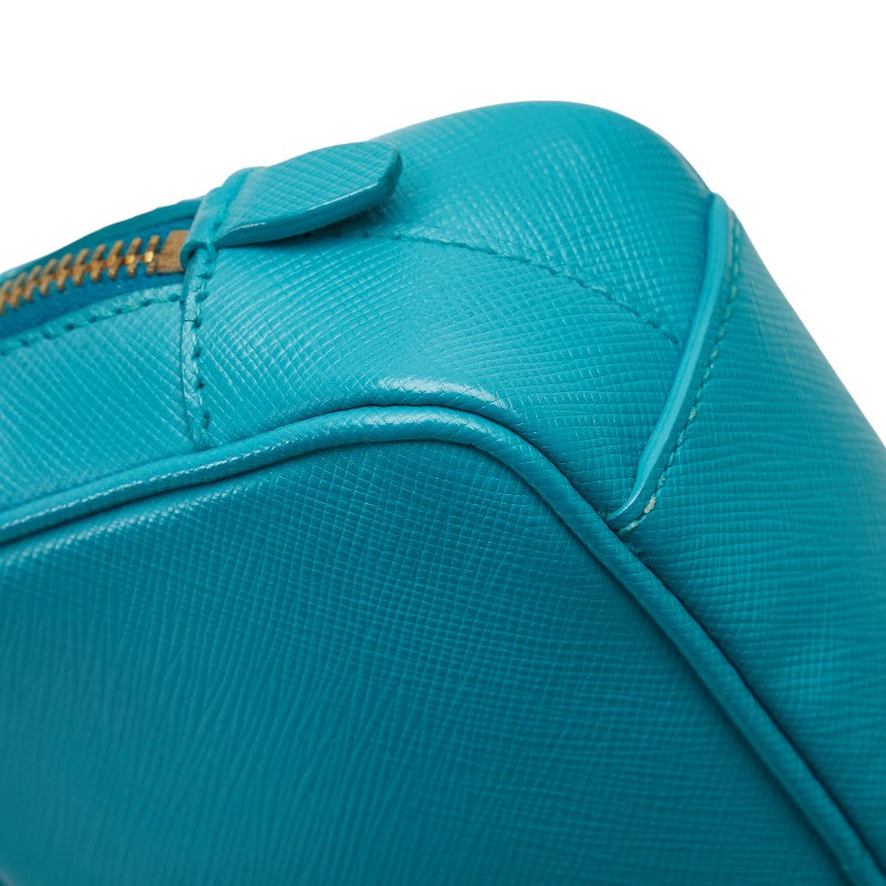 プラダ ミニ ショルダーバッグ 1N1674 ブルー レザー レディース PRADA 【中古】
