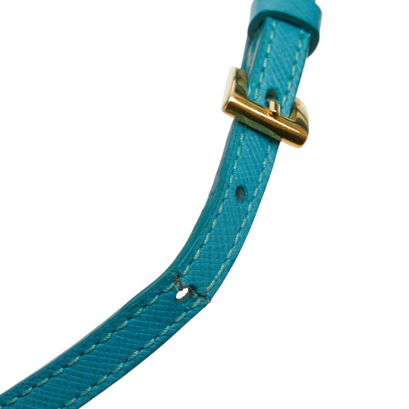 プラダ ミニ ショルダーバッグ 1N1674 ブルー レザー レディース PRADA 【中古】