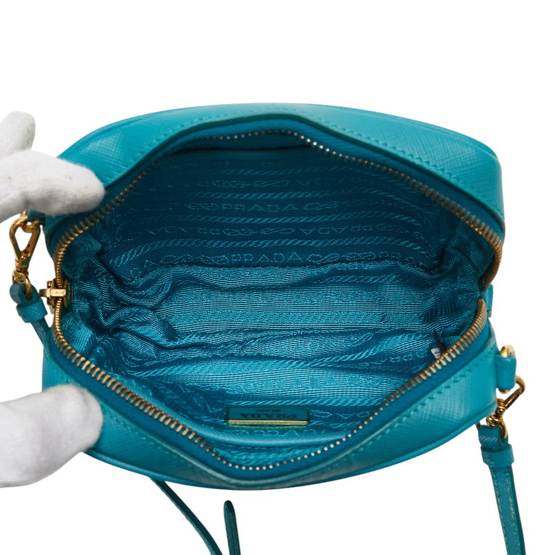 プラダ ミニ ショルダーバッグ 1N1674 ブルー レザー レディース PRADA 【中古】