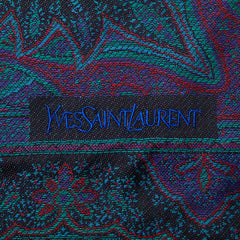 サンローラン 大判スカーフ ストール ネイビー レッド マルチカラー ウール シルク レディース SAINT LAURENT 【中古】