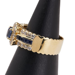 K18YG イエローゴールド サファイア0.73ct ダイヤ0.50ct リング 指輪 レディース 8号 【中古】