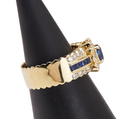 K18YG イエローゴールド サファイア0.73ct ダイヤ0.50ct リング 指輪 レディース 8号 【中古】